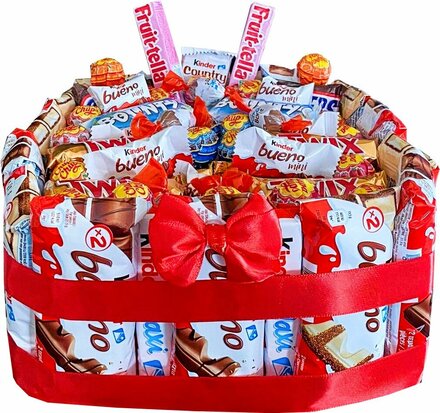 Snoep vierkant - 20cm met  Kinder Bueno & Mini's