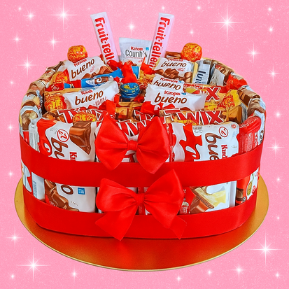 Snoep vierkant - 20cm met  Kinder Bueno & Mini's