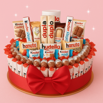 Snoeptaart 30cm met kinder chocolade en Nutella koekjes