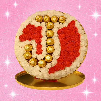 Ronde snoeptaart met 1 letter naar wens van Ferrero Rocher