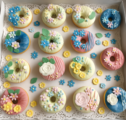 Donut box bloemen thema